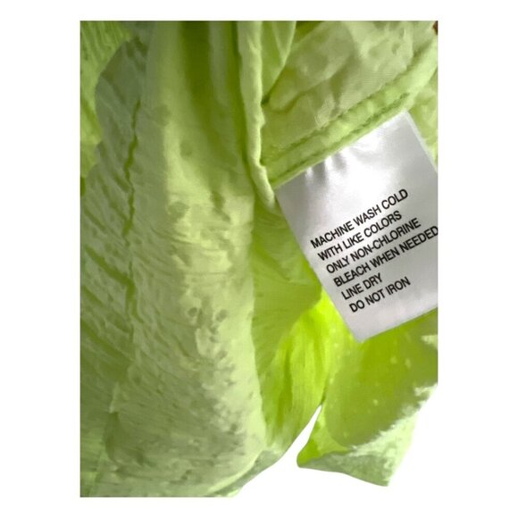 Sag Harbor Bright Lime Green Lightweight Embellished Button Down Shirt Size 1X - Picture 2 of 6